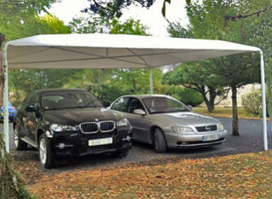 Carport double pour 2 voitures avec une toile tendue PVC